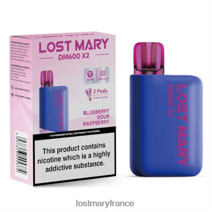 LOST MARY Puff - perdu mary dm600 x2 vape jetable myrtille, framboise aigre NH228Z202