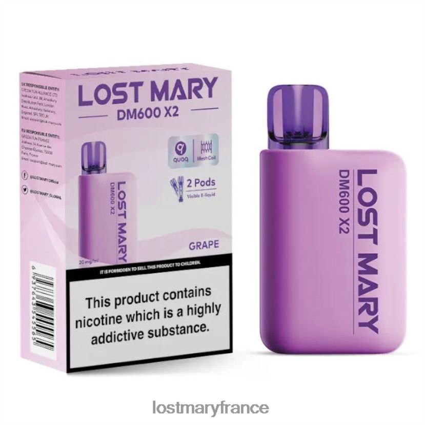 LOST MARY Puff - perdu mary dm600 x2 vape jetable raisin NH228Z192